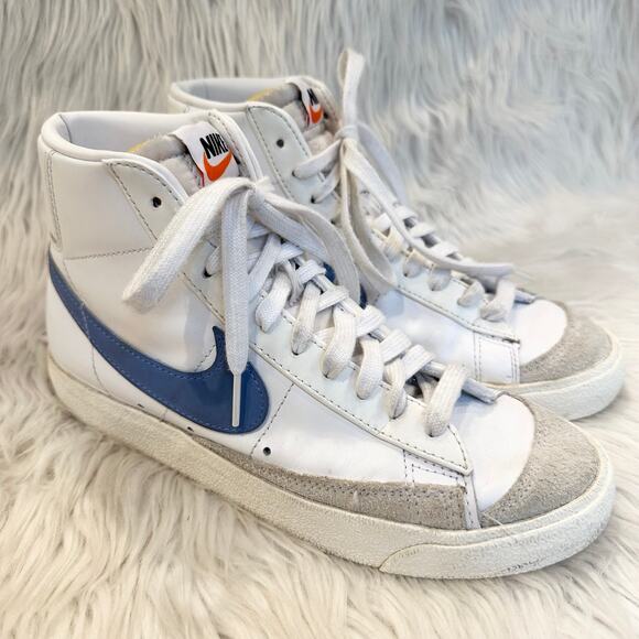 Nike Blazer Mid 77 Sneaker Lace-Up High Top Blue Swoosh Shoes, Royal Pulse - Picture 1 of 11